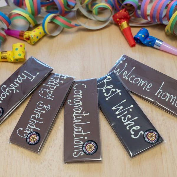 Hand-written personalised chocolate bars