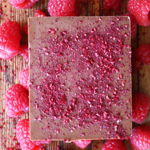 Raspberries on Milk Chocolate
